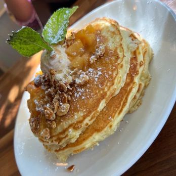 Cafe Flora - Peaches & cream pancakes - Vegetarian Near Me - Seattle, Washington Cafe Flora - Peaches & cream pancakes - Vegetarian Near Me - Seattle, Washington