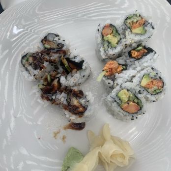 Sunflower - Eel roll on the left California on the right - French Near Me - Colonial Beach, Virginia