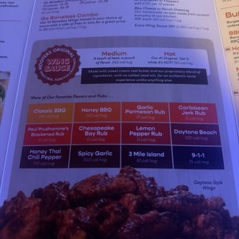 Hooters - Menu choice for wings - Chicken Wings Near Me - Miami, Florida Hooters - Menu choice for wings - Chicken Wings Near Me - Miami, Florida
