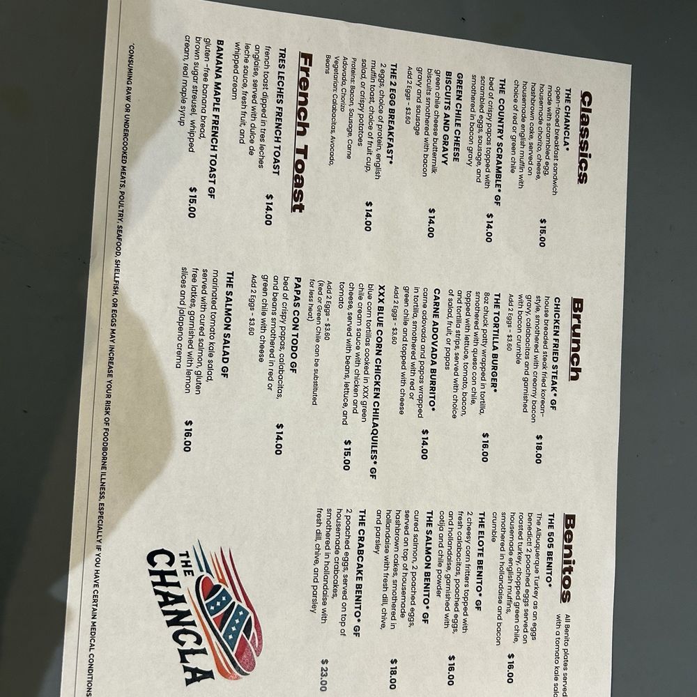 The Chancla ABQ - Menu - Breakfast & Brunch Near Me - Albuquerque, New Mexico The Chancla ABQ - Menu - Breakfast & Brunch Near Me - Albuquerque, New Mexico