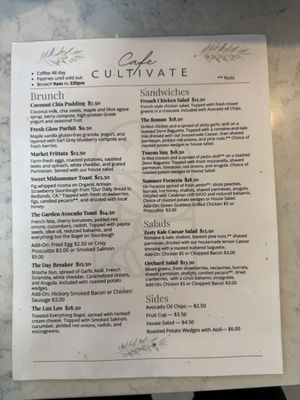 Menu photo 2 Cafe Cultivate Redlands, CA Menu photo 2 Cafe Cultivate Redlands, CA