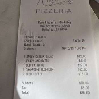 Rose Pizzeria - Lunch for 3 - Pizza Near Me - Berkeley, California