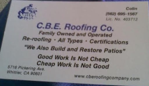 Slide of C B E Roofing