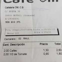 Café Om - Cuenta