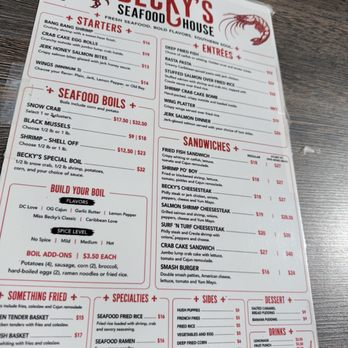Becky's Seafood House - The menu - Seafood Near Me - Washington, DC, District of Columbia