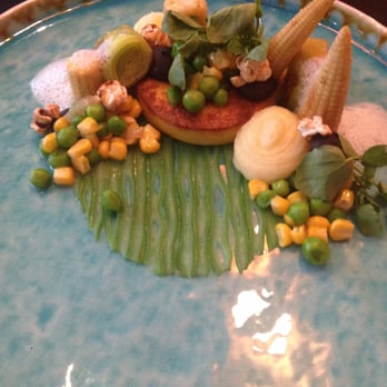 Senses - Vegetarian main course (corn-centric, featuring popcorn, polenta, baby corns) - Modern European Near Me - Amsterdam, New Hampshire Senses - Vegetarian main course (corn-centric, featuring popcorn, polenta, baby corns) - Modern European Near Me - Amsterdam, New Hampshire