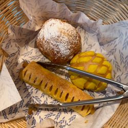 San Martín Bakery & Restaurant - vanilla croissant, yellow concha, and guava strudel