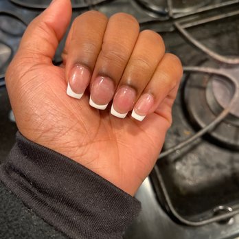 Paris Spa Nails - the work is sloppy. this is a fill completely from me previously having color on my nails. also, my cuticles are flooded with acrylic. - Nail Salons Near Me - Hanford, California