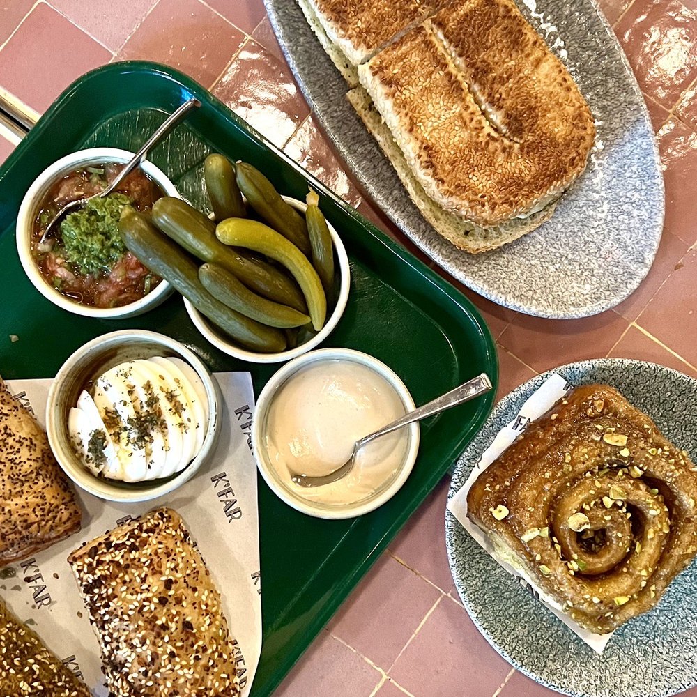 K'Far - Borekasim, Jerusalem Bagel Egg and Cheese, Pistachio Sticky Bun - Breakfast & Brunch Near Me - Brooklyn, New York