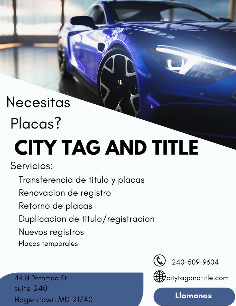 CITY TAG AND TITLE Updated June 2024 44 N Potomac St, Hagerstown