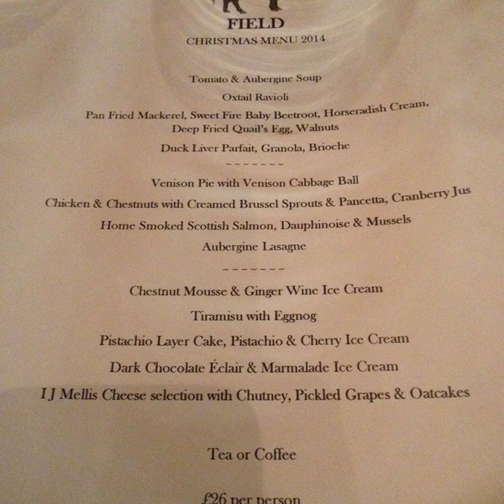 Christmas menu
