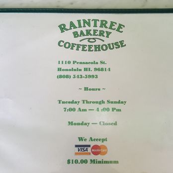 Raintree Bakery Coffeehouse - Menu - Bakeries Near Me - Honolulu, Hawaii