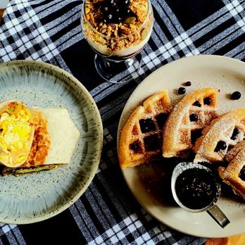 Four Seasons Kitchen - Breakfast Burrito, granola fruity parfait and waffle with fresh fruit. - Breakfast & Brunch Near Me Four Seasons Kitchen - Breakfast Burrito, granola fruity parfait and waffle with fresh fruit. - Breakfast & Brunch Near Me