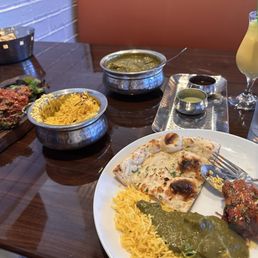 Rice, palak paneer, tandoori chicken, lassi Rice, palak paneer, tandoori chicken, lassi