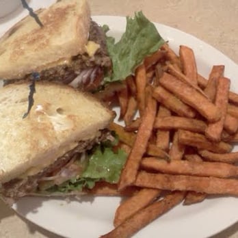 Cafe Cup - Frisco burger. Sour Dough drenched in butter, mayo AND thousand island is too much. Charged extra for bland Sweet Potato - Breakfast & Brunch Near Me - Huntington Beach, California Cafe Cup - Frisco burger. Sour Dough drenched in butter, mayo AND thousand island is too much. Charged extra for bland Sweet Potato - Breakfast & Brunch Near Me - Huntington Beach, California