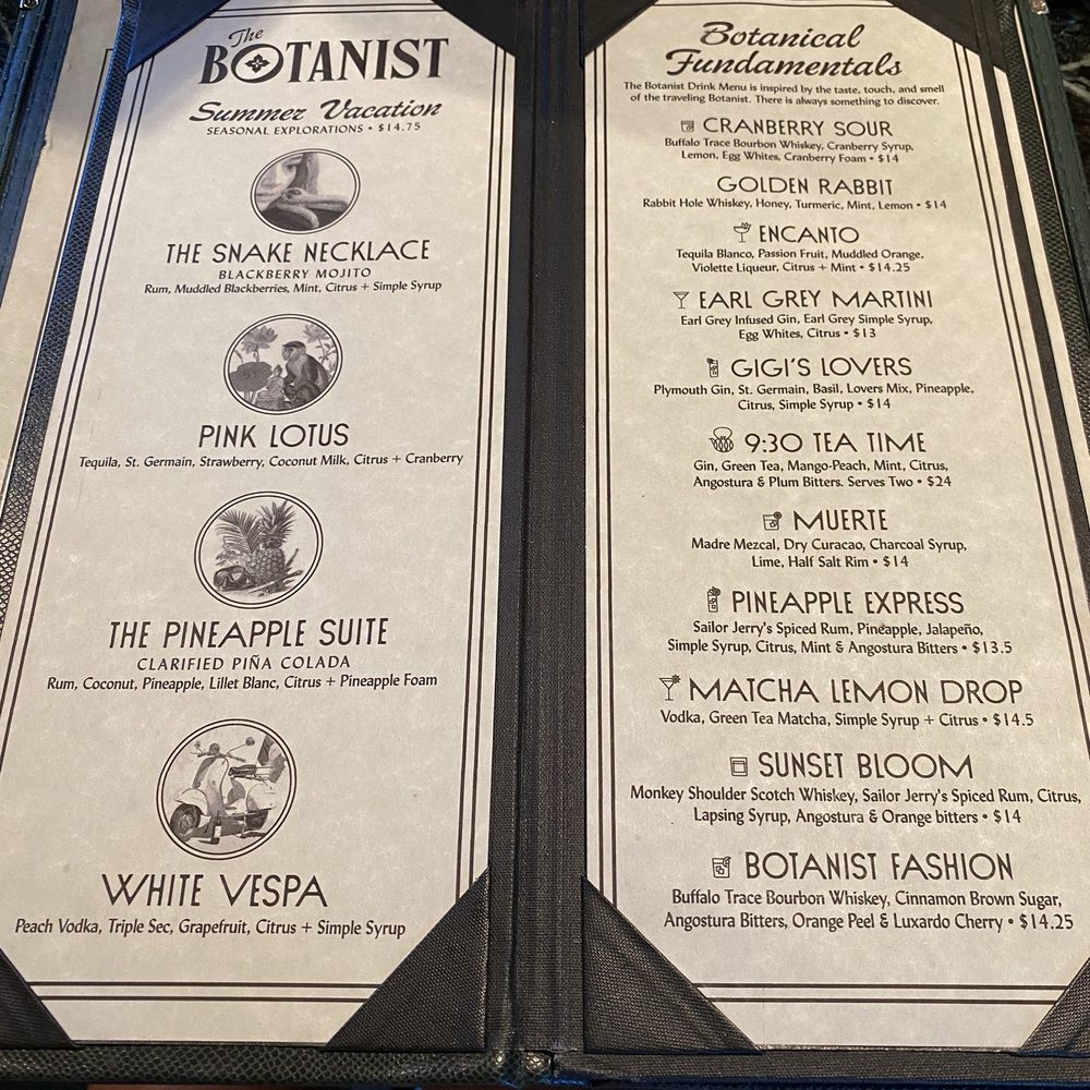 The Botanist - Menu - Cocktail Bars Near Me - Bakersfield, California The Botanist - Menu - Cocktail Bars Near Me - Bakersfield, California