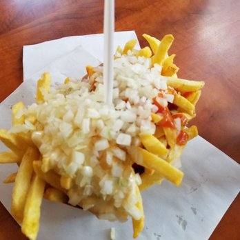 Frituur Number One - Fritas special. Beligan fries, mayo, ketchup, onions. - Friterie Near Me - Antwerp, VAN