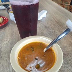 Emilia's Restaurant - The fideo and my jamaica drink, which was pretty good too, not too sweet.