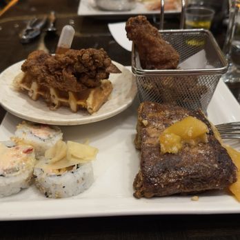 Wicked Spoon - My 2nd platter. 1. Chicken & Waffle Cake. 2. Wicked fried chicken 3. California Rolls w ginger 4. Mango French Toast. All delectable! - Buffets Near Me - Las Vegas, Nevada Wicked Spoon - My 2nd platter. 1. Chicken & Waffle Cake. 2. Wicked fried chicken 3. California Rolls w ginger 4. Mango French Toast. All delectable! - Buffets Near Me - Las Vegas, Nevada