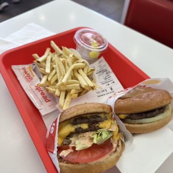 In-N-Out Burger - Double double animal style and a single with raw onions - Burgers Near Me - Huntington Beach, California In-N-Out Burger - Double double animal style and a single with raw onions - Burgers Near Me - Huntington Beach, California