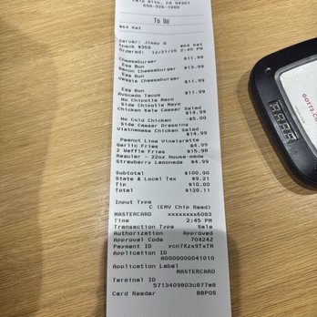 Gott's Roadside - Receipt - New American Near Me - Palo Alto, California