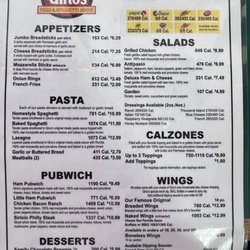 Gino's Pizza & Spaghetti House - Menu - pg 1/2 (as of 12.30.2021)