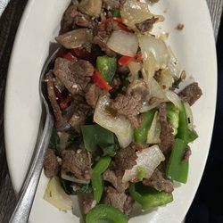 My Thai - Thai pepper steak with sauce on the side.