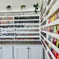 Large variety of nail polish colors and types!  Regular polish, gel, dip powder, cat eye, chrome, etc.!