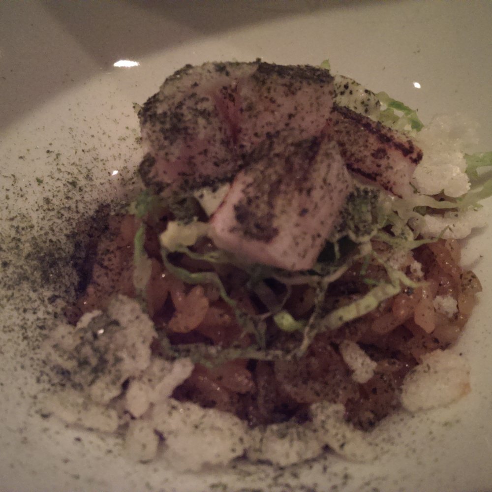 Jungsik - Tasting menu, 2/17/14: Yellowtail with wild sesame rice and crispy rice - Korean Near Me - New York, New York Jungsik - Tasting menu, 2/17/14: Yellowtail with wild sesame rice and crispy rice - Korean Near Me - New York, New York