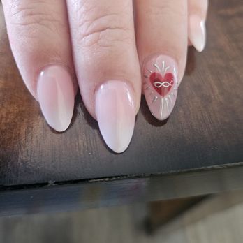The Nail Loft - Gel X with ombre and Sacred Heart design. - Nail Salons Near Me - Montclair, California The Nail Loft - Gel X with ombre and Sacred Heart design. - Nail Salons Near Me - Montclair, California