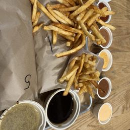 Sandwiches, fries and all the dips. Sandwiches, fries and all the dips.