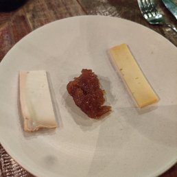 Cheeses from the state of Minas Gerais with a fresh fruit jam - one of the three dessert courses. Cheeses from the state of Minas Gerais with a fresh fruit jam - one of the three dessert courses.