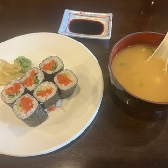 Umami Sushi - Salmon maki roll add cucumber and miso soup - Japanese Near Me - Langley, British Columbia Umami Sushi - Salmon maki roll add cucumber and miso soup - Japanese Near Me - Langley, British Columbia