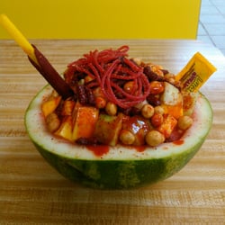 TropiCali - Sandia Lokas-Features watermelon, cucumber, peanuts, chamoy sauce, mango and more! Very tasty!!!