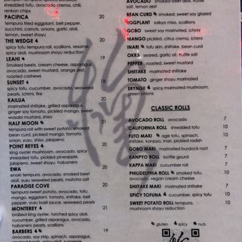 Tane Vegan Izakaya - Menu 1 - Sushi Bars Near Me - Honolulu, Hawaii