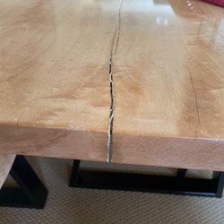 Green Mountain Tableworx - Original table: cracking and splitting across top and under through to bottom