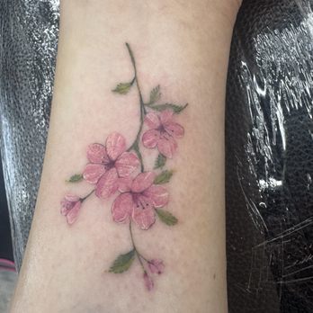 Lyfestyle Ink 2 - Cherry blossom on ankle... just perfect - Tattoo Near Me - San Mateo, California Lyfestyle Ink 2 - Cherry blossom on ankle... just perfect - Tattoo Near Me - San Mateo, California