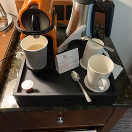 Coffee and kettle set up in the room