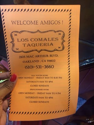 Menu photo 7 Taqueria Los Comales Oakland, CA