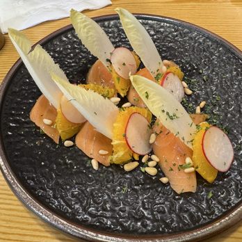 Tendon Kohaku - Salmon endive radish salad - Japanese Near Me - Bellevue, Washington