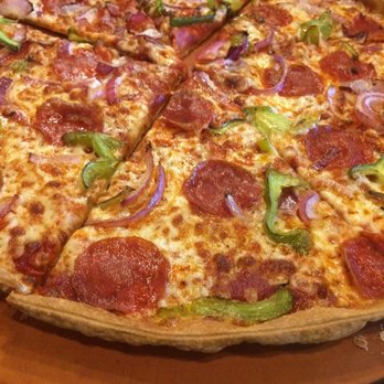 Pizza Hut - Thin Crust Pepperoni with onions & green peppers - Pizza Near Me - Havelock, North Carolina Pizza Hut - Thin Crust Pepperoni with onions & green peppers - Pizza Near Me - Havelock, North Carolina