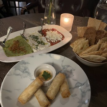 Parizade - Mezze Trio, Crispy Shrimp Rolls - Mediterranean Near Me - Durham, North Carolina