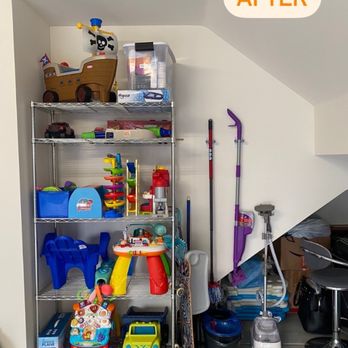 Organize My Maze - Repurposed space for toys and organized cleaning supplies! - Home Organization Near Me