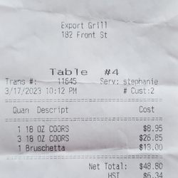 Export Grill - Export bill