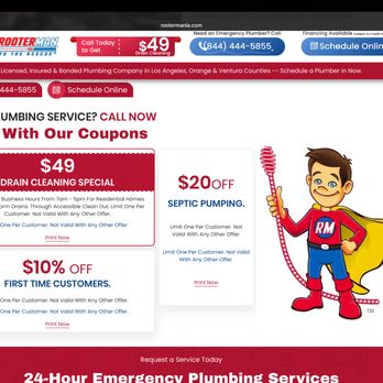 Rooter Man Plumbing - $49 drain cleaning (unless they have to use tools) - Plumbing Near Me - Los Angeles, California