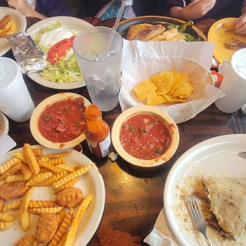 El Patron - Kids chicken nuggets and fries, tilapia dish, and deluxe burrito. Tall beer with a festive super tall mug. - Mexican Near Me - Leeds, Alabama