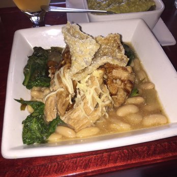 Salty Sow - Pork shoulder, chicharon crispy,collars greens, (undercooked) white beans (but they kinda didn't matter, pork was too delish). - American Near Me - Austin, Texas