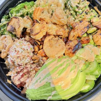 AhiPoki - Hawaiian chicken and Volcano Shrimp Bowl - Poke Near Me - Sacramento, California