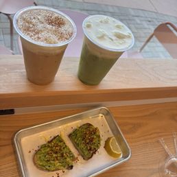 campfire latte and Avocado Toast campfire latte and Avocado Toast
