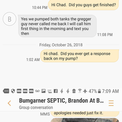 Bumgarner Septic Tank & Grading - Timeline of events. How Bumgarner takes care of their customers.